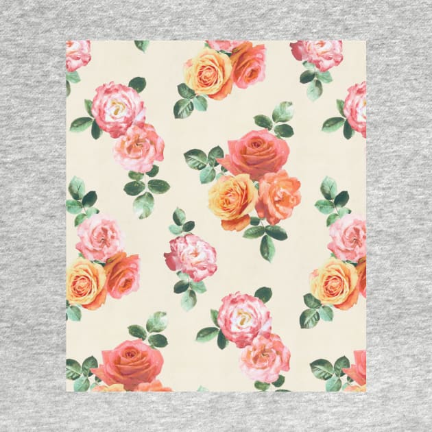 Retro Peach and Pink Roses by micklyn